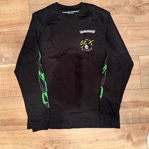 Chrome Hearts Black Long Sleeve Tee with Green Accents